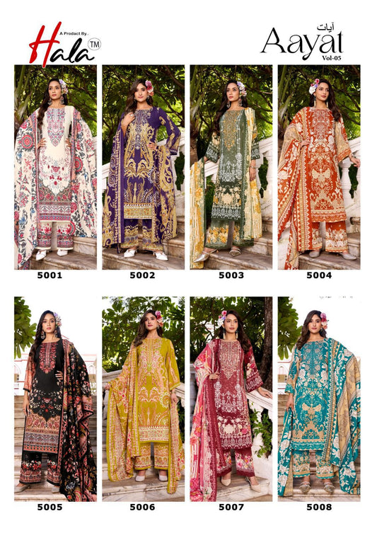 Aayat Vol 5 Hala Mix Cotton Karachi Salwar Suits Exporter Gujarat