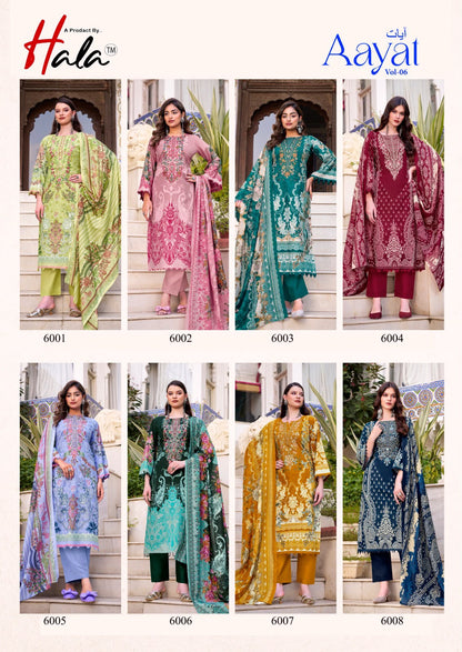 Aayat Vol 6 Hala Mix Cotton Karachi Salwar Suits Wholesaler