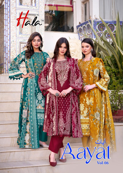 Aayat Vol 6 Hala Mix Cotton Karachi Salwar Suits Wholesaler