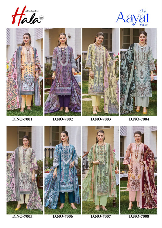 Aayat Vol 7 Hala Mix Cotton Karachi Salwar Suits Wholesaler Ahmedabad