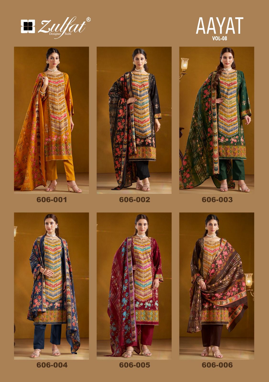 Aayat Vol 8 Zulfat Designer Viscose Rayon Karachi Salwar Suits Exporter Ahmedabad