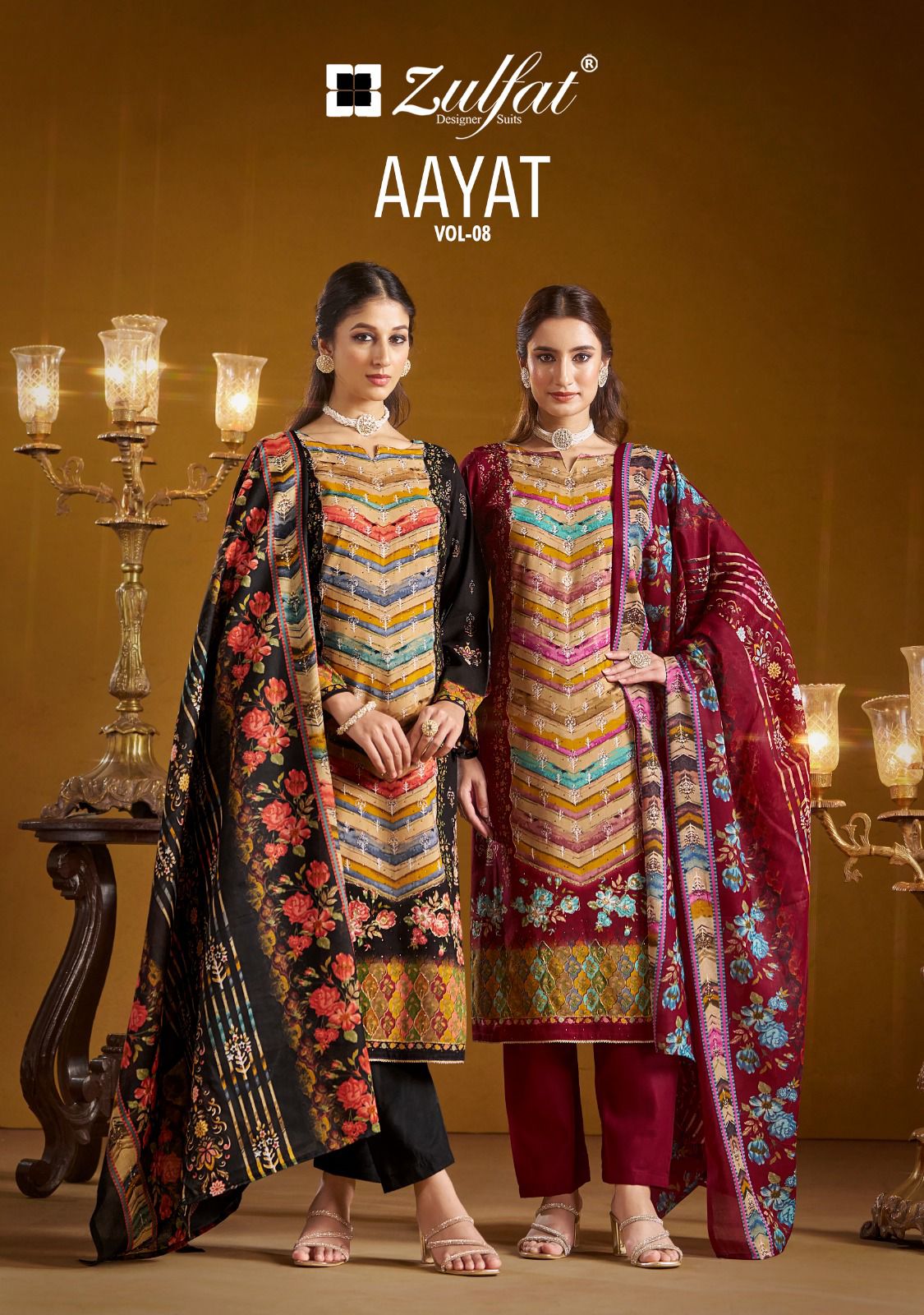 Aayat Vol 8 Zulfat Designer Viscose Rayon Karachi Salwar Suits Exporter Ahmedabad