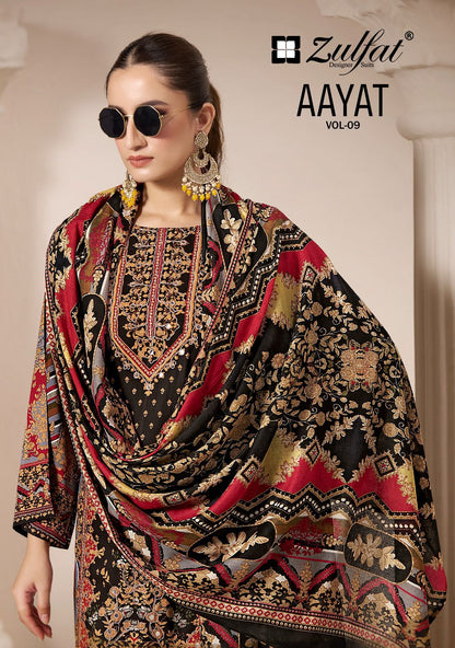 Aayat Vol 9 Zulfat Designer Viscose Rayon Karachi Salwar Suits Wholesaler India