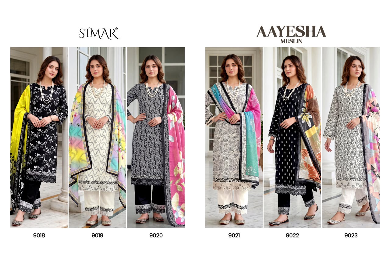 Aayesha Muslin Simar Viscose Pant Style Suits Wholesaler India