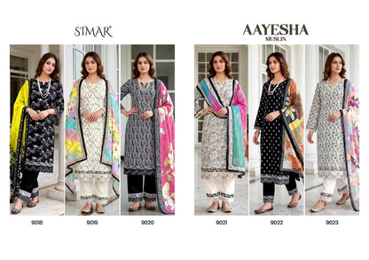Aayesha Muslin Simar Viscose Pant Style Suits Wholesaler India