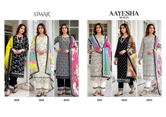 Aayesha Muslin Simar Viscose Pant Style Suits Wholesaler India