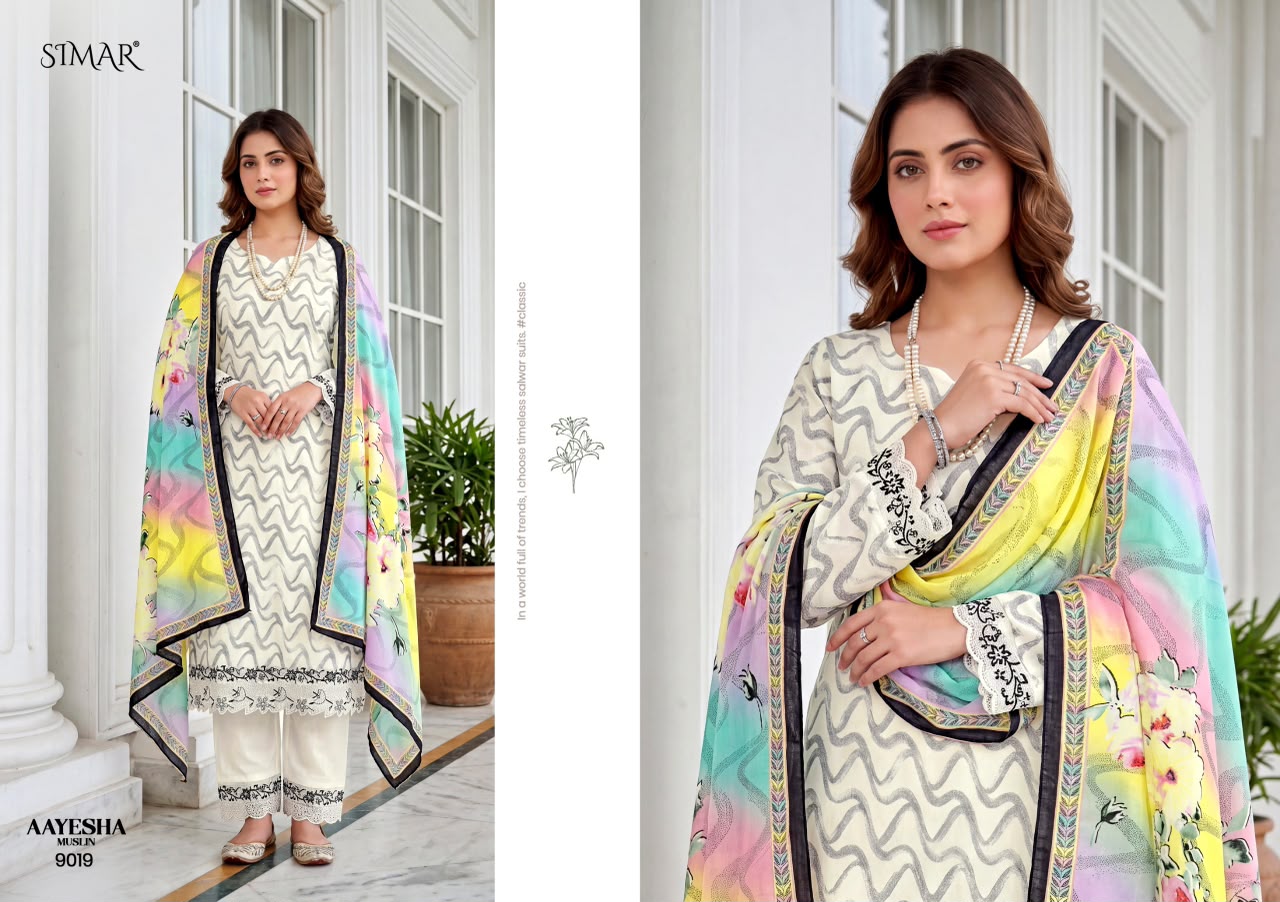 Aayesha Muslin Simar Viscose Pant Style Suits Wholesaler India