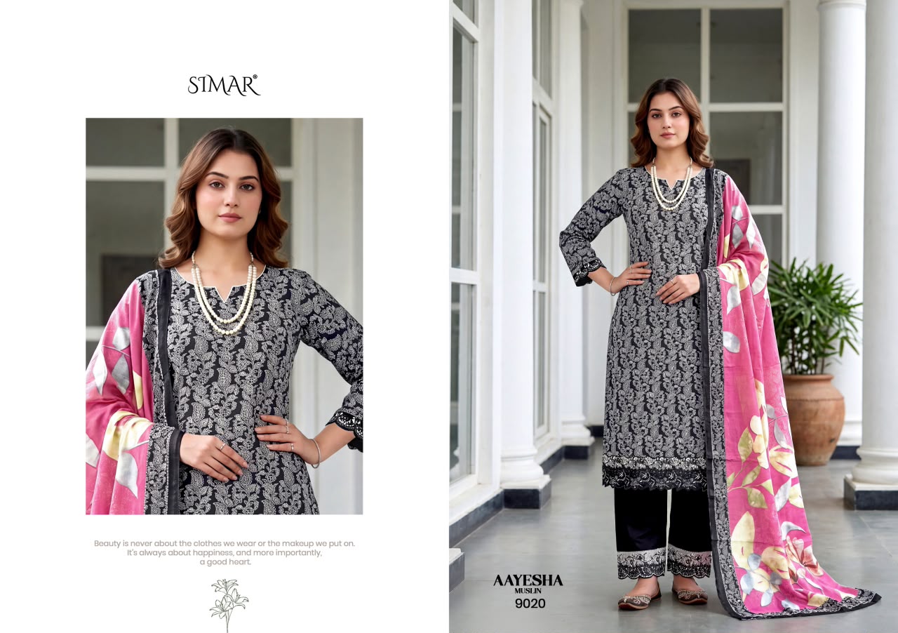 Aayesha Muslin Simar Viscose Pant Style Suits Wholesaler India