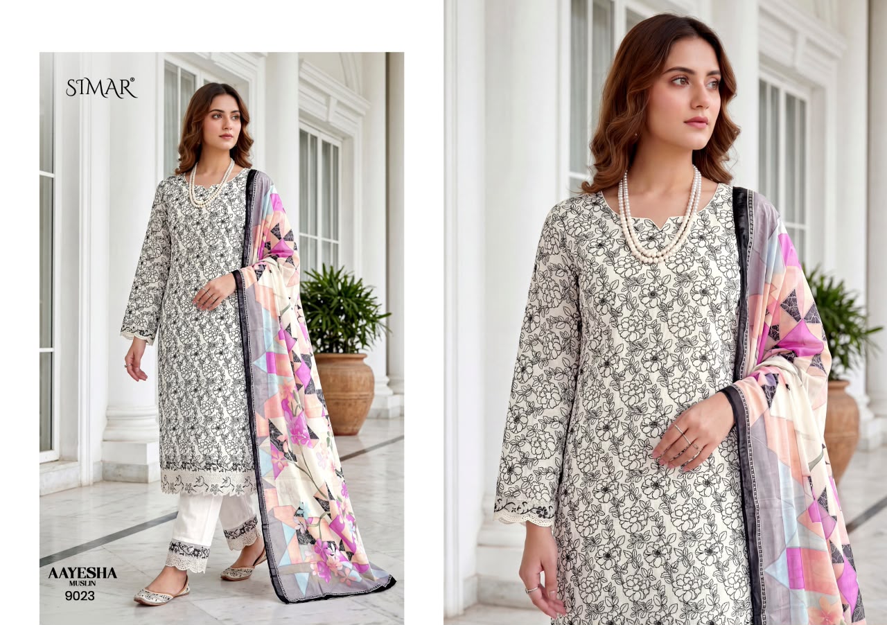 Aayesha Muslin Simar Viscose Pant Style Suits Wholesaler India