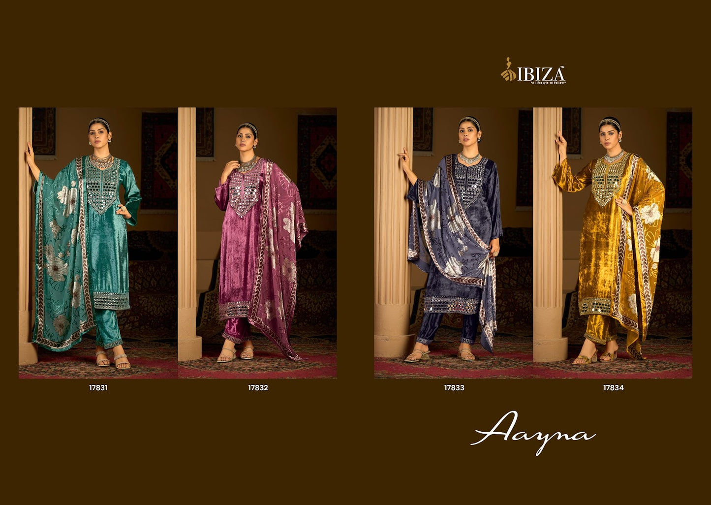 Aayna Ibiza Velvet Suits Supplier Ahmedabad