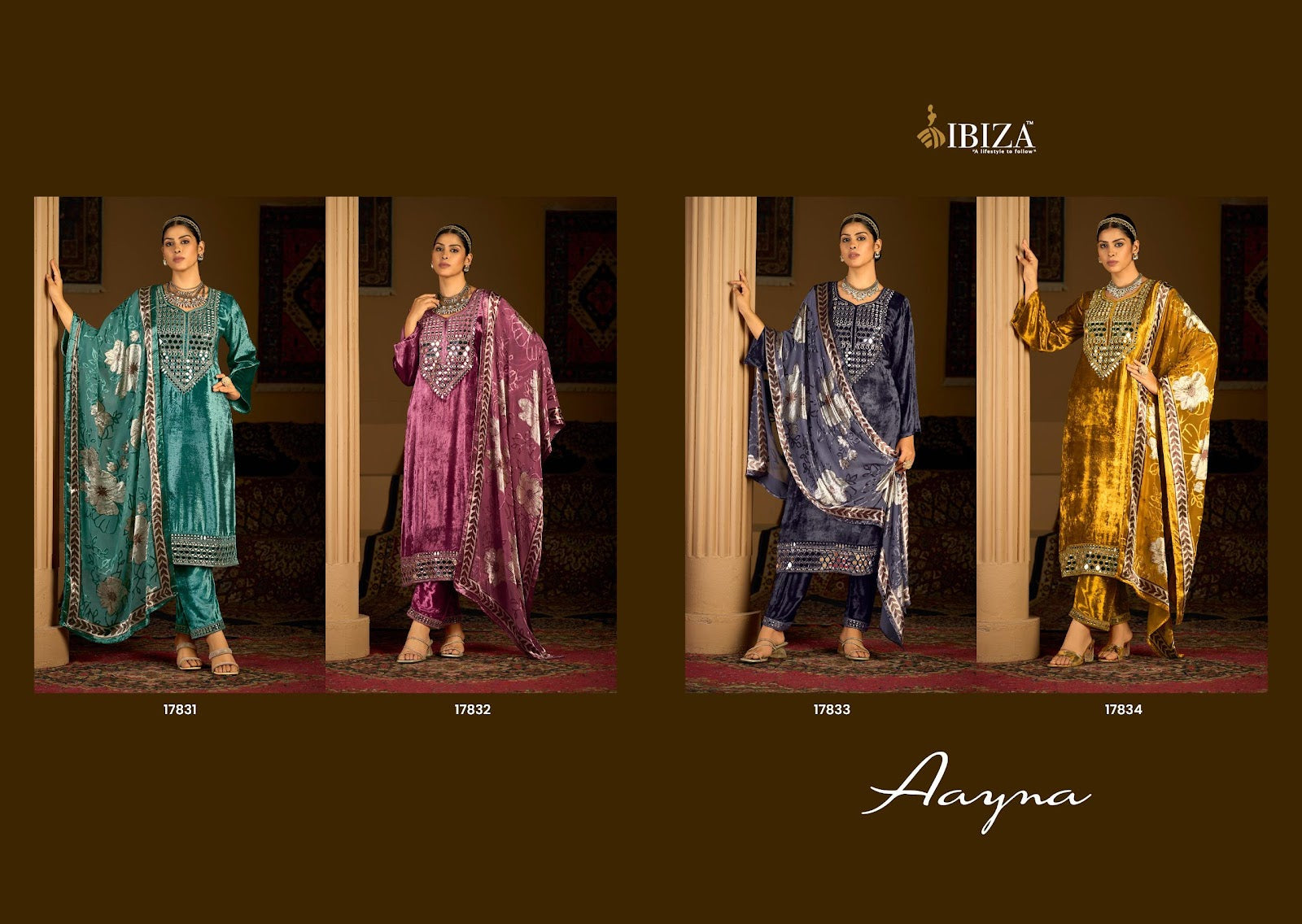 Aayna Ibiza Velvet Suits Supplier Ahmedabad