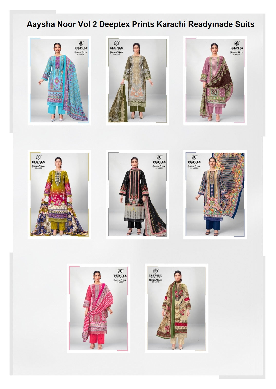 Aaysha Noor Vol 2 Deeptex Prints Cotton Karachi Readymade Suits Supplier