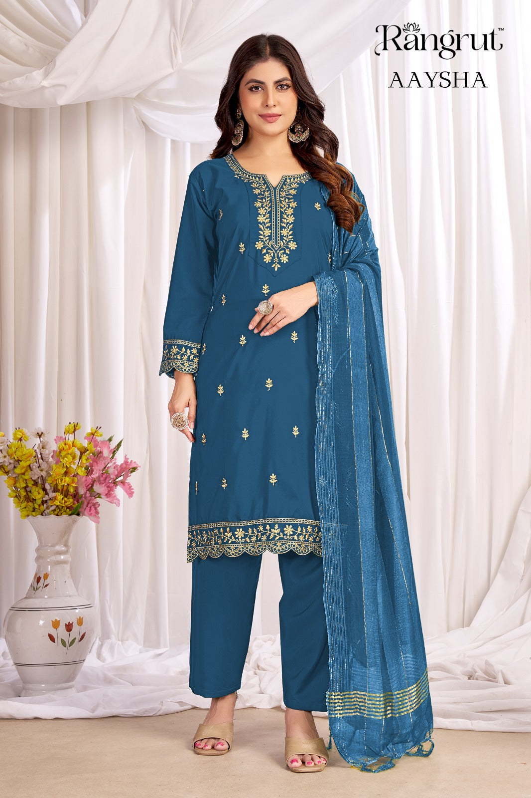 Aaysha Rangrut Banwery Crape Readymade Pant Style Suits Manufacturer Ahmedabad