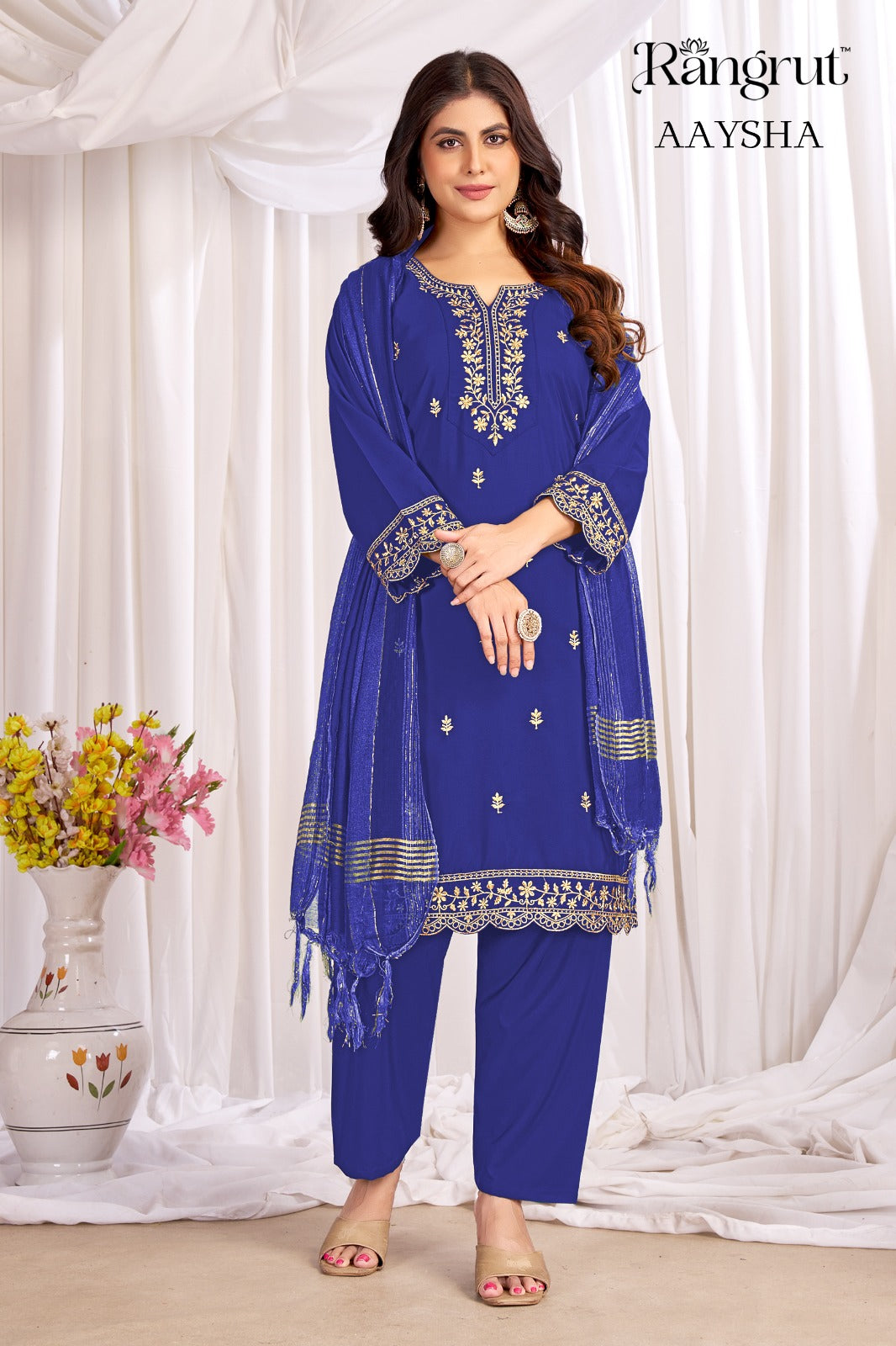 Aaysha Rangrut Banwery Crape Readymade Pant Style Suits Manufacturer Ahmedabad