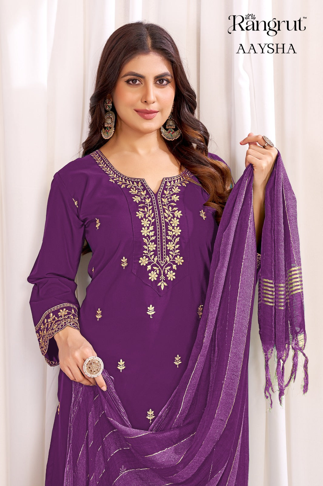Aaysha Rangrut Banwery Crape Readymade Pant Style Suits Manufacturer Ahmedabad