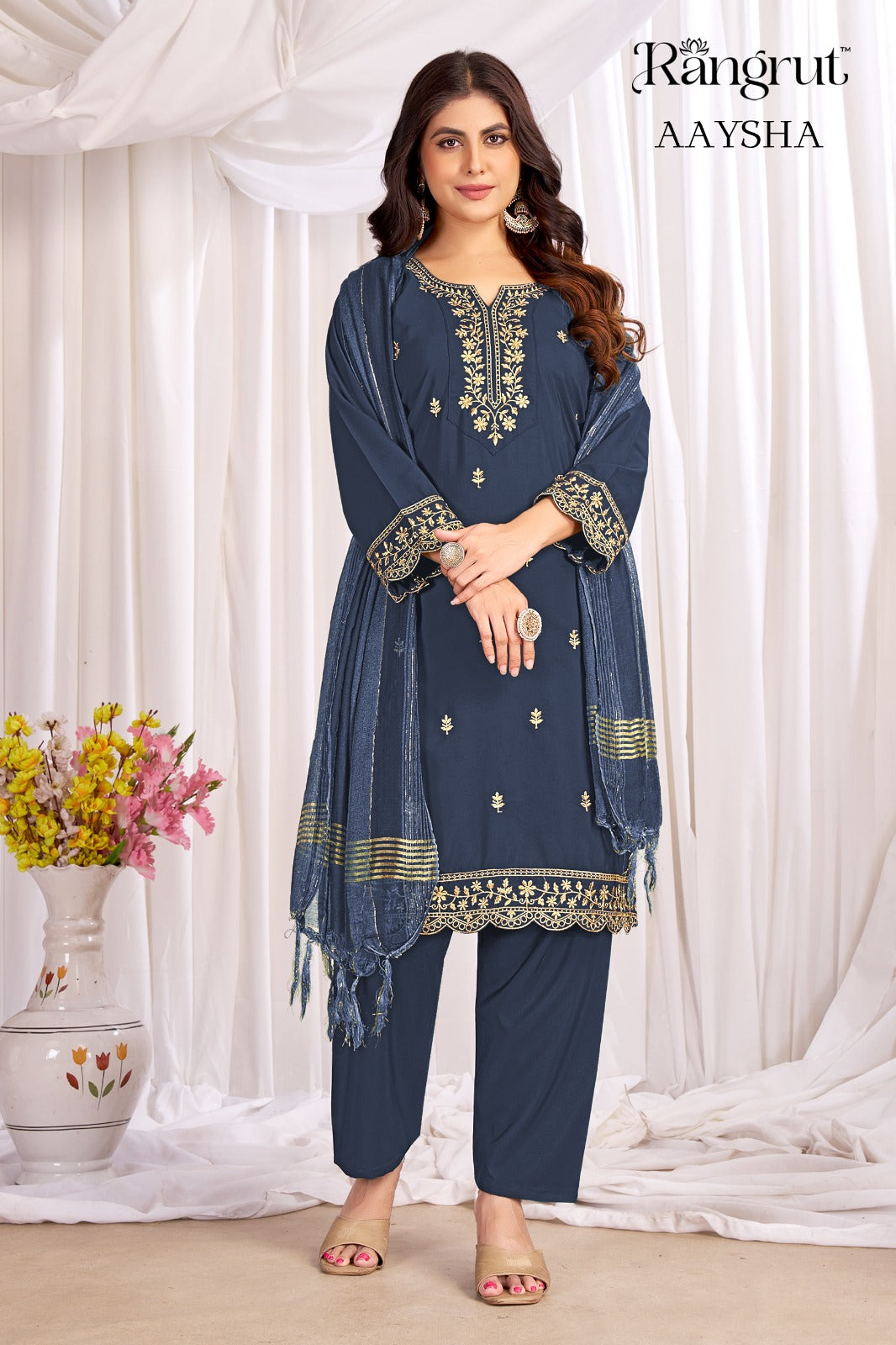 Aaysha Rangrut Banwery Crape Readymade Pant Style Suits Manufacturer Ahmedabad