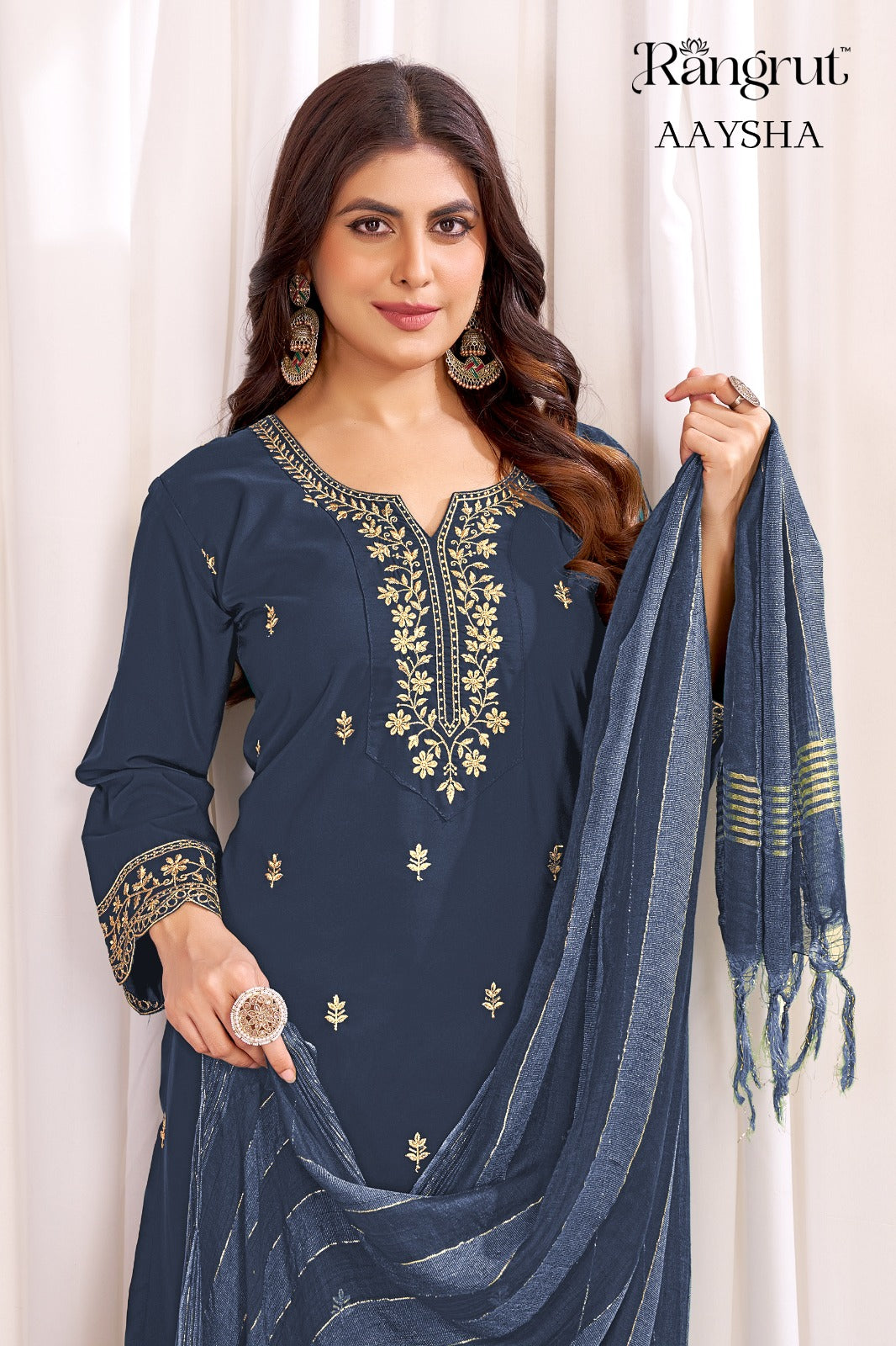 Aaysha Rangrut Banwery Crape Readymade Pant Style Suits Manufacturer Ahmedabad
