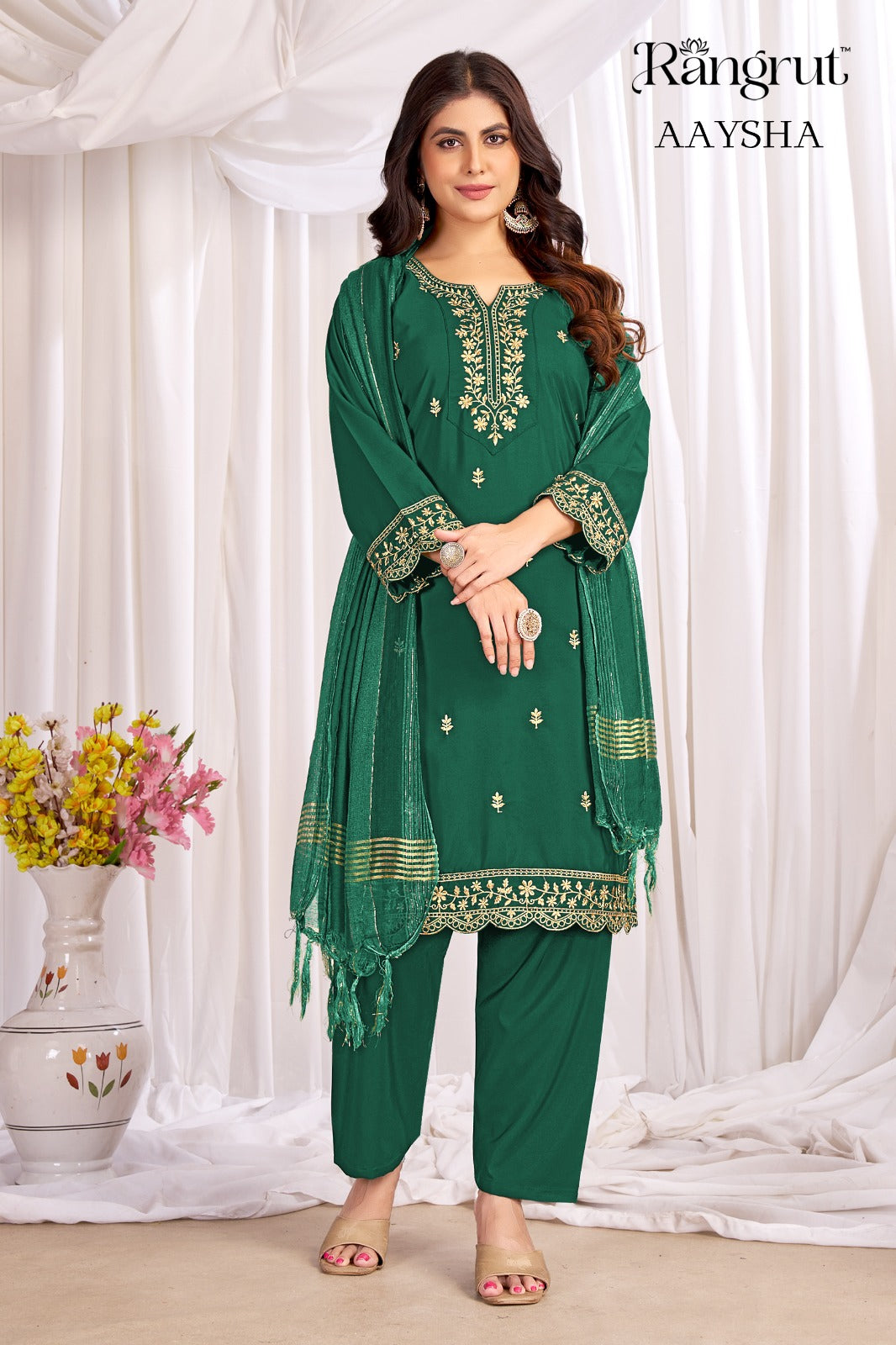 Aaysha Rangrut Banwery Crape Readymade Pant Style Suits Manufacturer Ahmedabad
