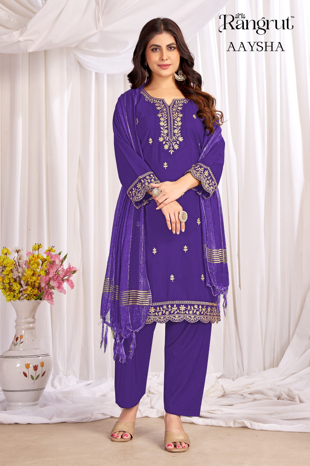 Aaysha Rangrut Banwery Crape Readymade Pant Style Suits Manufacturer Ahmedabad