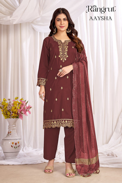 Aaysha Rangrut Banwery Crape Readymade Pant Style Suits Manufacturer Ahmedabad