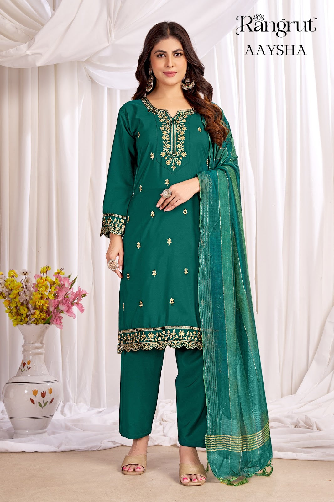 Aaysha Rangrut Banwery Crape Readymade Pant Style Suits Manufacturer Ahmedabad