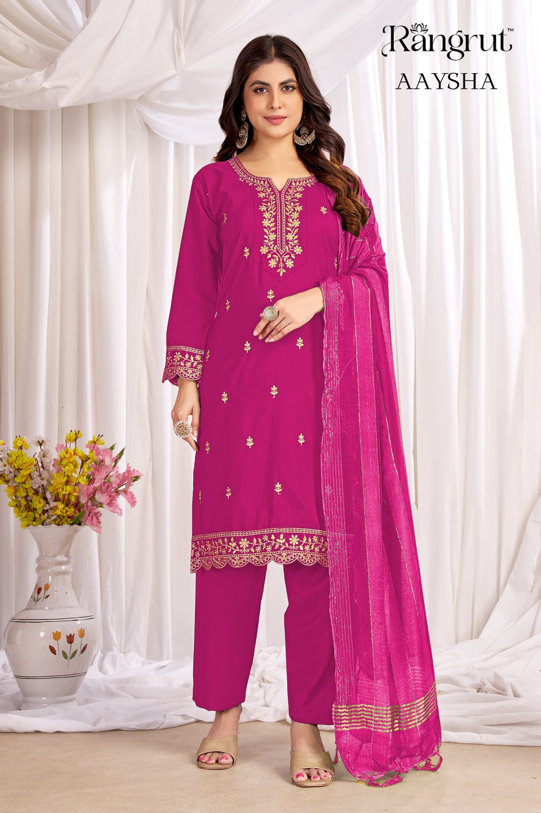 Aaysha Rangrut Banwery Crape Readymade Pant Style Suits Manufacturer Ahmedabad