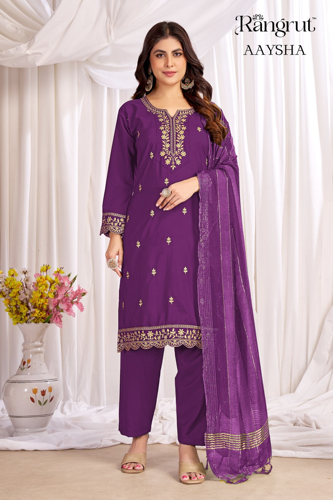 Aaysha Rangrut Banwery Crape Readymade Pant Style Suits Manufacturer Ahmedabad