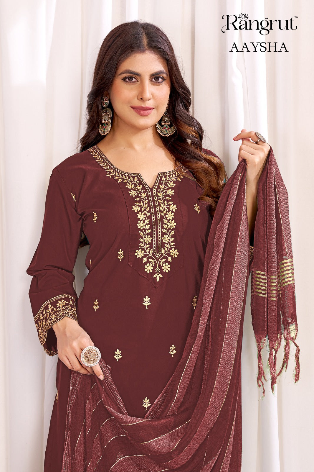 Aaysha Rangrut Banwery Crape Readymade Pant Style Suits Manufacturer Ahmedabad