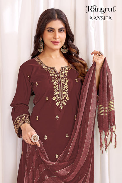 Aaysha Rangrut Banwery Crape Readymade Pant Style Suits Manufacturer Ahmedabad