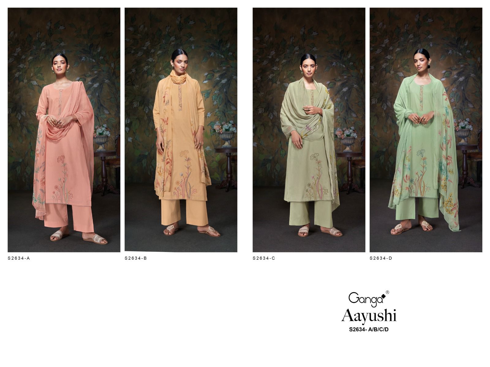 Aayushi 2634 Ganga Premium Cotton Plazzo Style Suits Wholesale