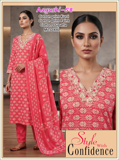 Aayushi Infinity Readymade Cotton Pant Suits Wholesale Rate