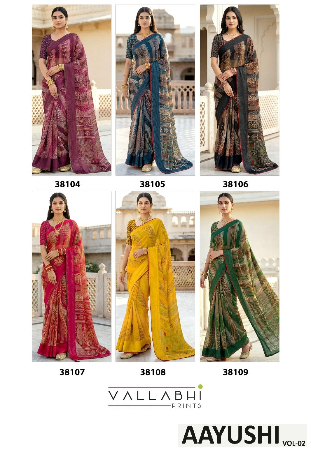 Aayushi Vol 2 Vallabhi Prints Georgette Sarees Wholesale