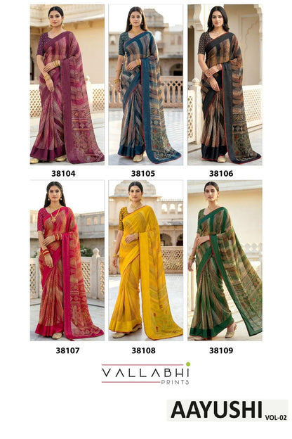 Aayushi Vol 2 Vallabhi Prints Georgette Sarees Wholesale