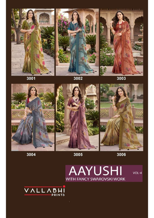 Aayushi Vol 4 Vallabhi Prints Moss Sarees Exporter India