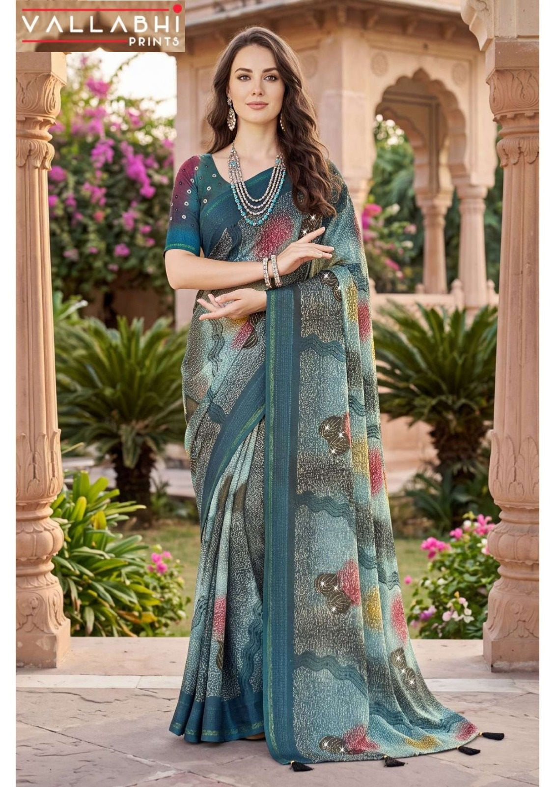 Aayushi Vol 4 Vallabhi Prints Moss Sarees Exporter India