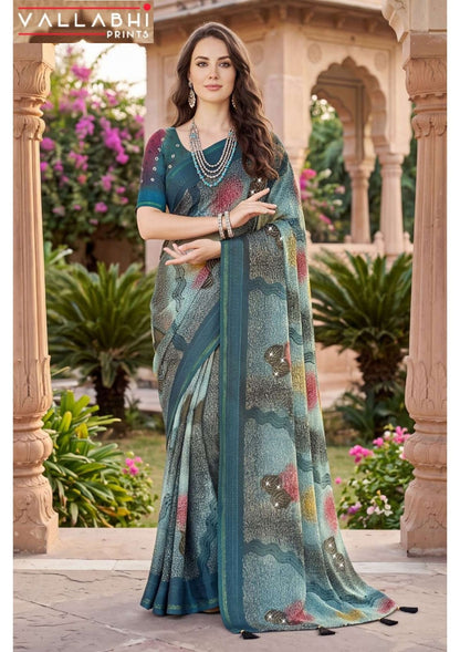 Aayushi Vol 4 Vallabhi Prints Moss Sarees Exporter India