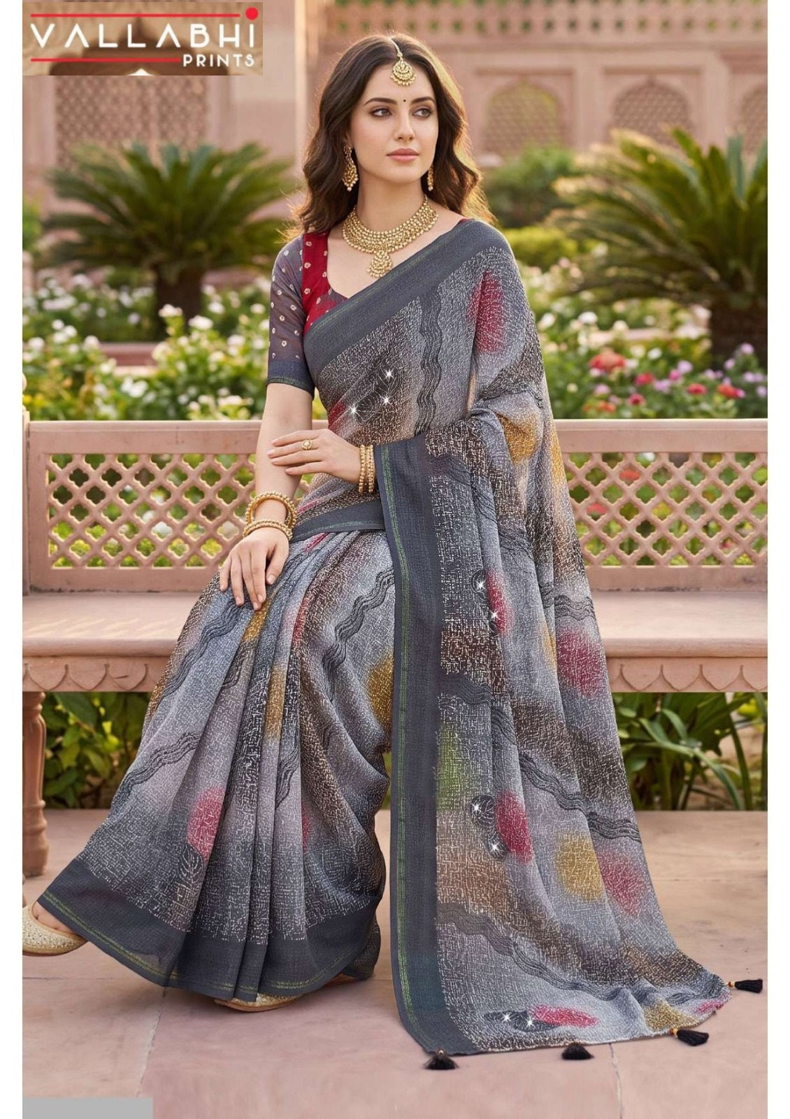 Aayushi Vol 4 Vallabhi Prints Moss Sarees Exporter India