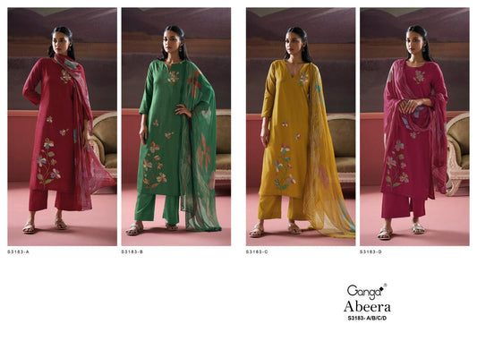 Abeera S3183 Ganga Silk Satin Plazzo Style Suits Manufacturer Ahmedabad