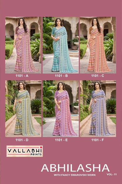 Abhilasha Vol 11 Vallabhi Prints Weightless Sarees Wholesale Price