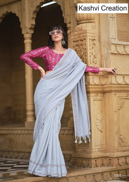 Abhilasha Vol 4 Kashvi Creation Linen Silk Sarees Supplier India