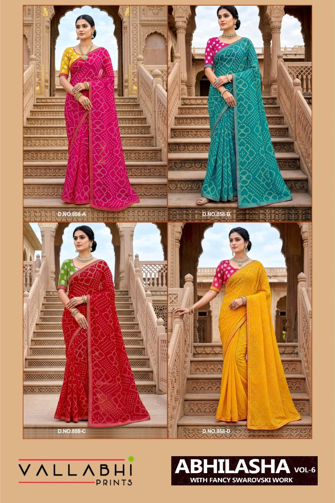 Abhilasha Vol 6 Vallabhi Prints Georgette Sarees Wholesale Price