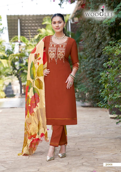 Abhilasha Wooglee Viscose Weaving Readymade Pant Style Suits Wholesaler India