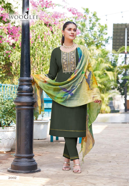 Abhilasha Wooglee Viscose Weaving Readymade Pant Style Suits Wholesaler India