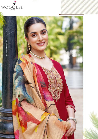 Abhilasha Wooglee Viscose Weaving Readymade Pant Style Suits Wholesaler India