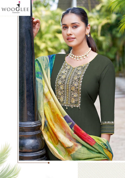 Abhilasha Wooglee Viscose Weaving Readymade Pant Style Suits Wholesaler India