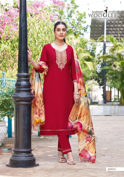 Abhilasha Wooglee Viscose Weaving Readymade Pant Style Suits Wholesaler India