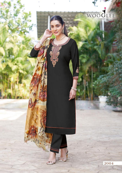Abhilasha Wooglee Viscose Weaving Readymade Pant Style Suits Wholesaler India