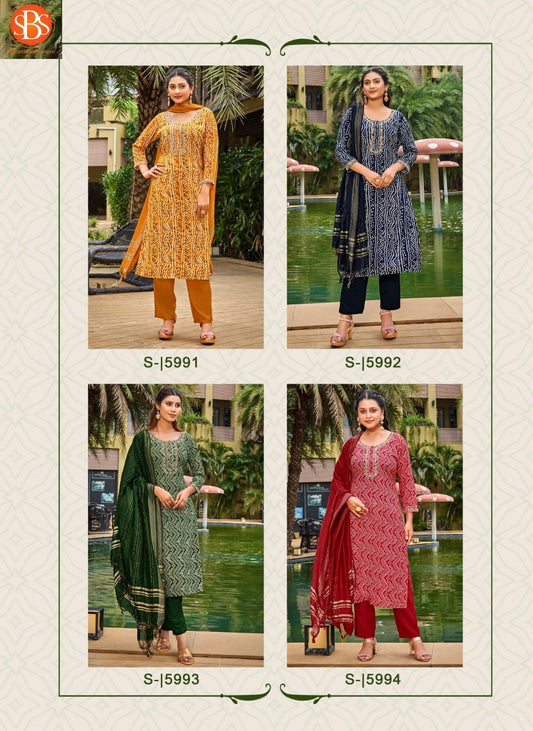 Abhirathi Sbs Rayon Readymade Pant Style Suits Wholesaler India