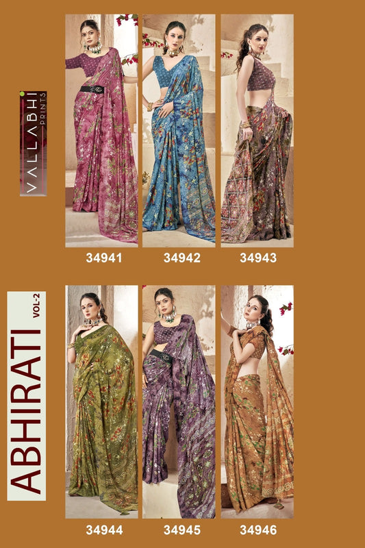 Abhirati Vol 2 Vallabhi Prints Georgette Sarees Supplier
