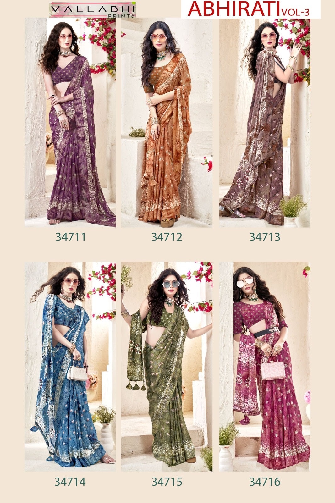 Abhirati Vol 3 Vallabhi Prints Georgette Sarees Exporter Gujarat